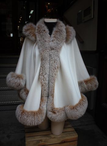 Fur Cape - White Fox Fur Cape Plus Size