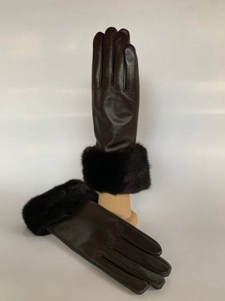 Leather fur hotsell cuff gloves