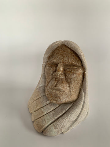 mother, daughter, grand-mother, six nations, Soapstone, sculpture, carving, inuit, serpentine, green, inukshuk, seal, faceloon, bird, handcrafted, made in canada,canadian, Canadian made, Canadian heritage,montreal, old port, local, high quality, international shipping, shipping, usa, europe, heritage gallery, heritage galerie, www.heritagegallery.ca, cape doest, iqualuit, native, igloo, eskimo, north, art stone, rock, artist, drummer, dancing, man, caribou bone, spirit, iroquois, chief, Steve