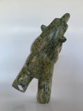 Soapstone, sculpture, carving, inuit, serpentine, green, inukshuk, seal, phoque, loon, bird, handcrafted, made in canada,canadian, Canadian made, Canadian heritage,montreal, old port, local, high quality, international shipping, shipping, usa, europe, heritage gallery, heritage galerie, www.heritagegallery.ca, cape doest, iqualuit, native, polar bear, igloo, eskimo, north, art stone, marble, rock, artist, drummer, dancing, man, caribou bone, Hunter, black, dark, Abe Simonie, inukshuk  Edit alt text