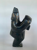 Soapstone, sculpture, carving, inuit, serpentine, green, inukshuk, seal, phoque, loon, bird, handcrafted, made in canada,canadian, Canadian made, Canadian heritage,montreal, old port, local, high quality, international shipping, shipping, usa, europe, heritage gallery, heritage galerie, www.heritagegallery.ca, cape doest, iqualuit, native, polar bear, igloo, eskimo, north, art stone, marble, rock, artist, drummer, dancing, man, caribou bone, Hunter, black, dark, Abe Simonie, inukshuk