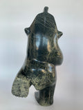 Soapstone, sculpture, carving, inuit, serpentine, green, inukshuk, seal, phoque, loon, bird, handcrafted, made in canada,canadian, Canadian made, Canadian heritage,montreal, old port, local, high quality, international shipping, shipping, usa, europe, heritage gallery, heritage galerie, www.heritagegallery.ca, cape doest, iqualuit, native, polar bear, igloo, eskimo, north, art stone, marble, rock, artist, drummer, dancing, man, caribou bone, Hunter, black, dark, Adamie Mathewsie, inukshuk