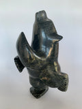 Soapstone, sculpture, carving, inuit, serpentine, green, inukshuk, seal, phoque, loon, bird, handcrafted, made in canada,canadian, Canadian made, Canadian heritage,montreal, old port, local, high quality, international shipping, shipping, usa, europe, heritage gallery, heritage galerie, www.heritagegallery.ca, cape doest, iqualuit, native, polar bear, igloo, eskimo, north, art stone, marble, rock, artist, drummer, dancing, man, caribou bone, Hunter, black, dark, Adamie Mathewsie, inukshuk