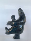 Soapstone, sculpture, carving, inuit, serpentine, green, inukshuk, seal, phoque, loon, bird, handcrafted, made in canada,canadian, Canadian made, Canadian heritage,montreal, old port, local, high quality, international shipping, shipping, usa, europe, heritage gallery, heritage galerie, www.heritagegallery.ca, cape doest, iqualuit, native, polar bear, igloo, eskimo, north, art stone, marble, rock, artist, drummer, dancing, man, caribou bone, Hunter, black, dark, Allan Shutiapik, inukshuk