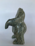 Soapstone, sculpture, carving, inuit, serpentine, green, inukshuk, seal, phoque, loon, bird, handcrafted, made in canada,canadian, Canadian made, Canadian heritage,montreal, old port, local, high quality, international shipping, shipping, usa, europe, heritage gallery, heritage galerie, www.heritagegallery.ca, cape doest, iqualuit, native, polar bear, igloo, eskimo, north, art stone, marble, rock, artist, drummer, dancing, man, caribou bone, Hunter, black, dark, Joanie Raggie, inukshuk