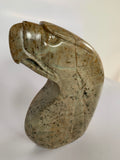 mother, daughter, grand-mother, six nations, Soapstone, sculpture, carving, inuit, serpentine, green, inukshuk, seal, faceloon, bird, handcrafted, made in canada,canadian, Canadian made, Canadian heritage,montreal, old port, local, high quality, international shipping, shipping, usa, europe, heritage gallery, heritage galerie, www.heritagegallery.ca, cape doest, iqualuit, native, igloo, eskimo, north, art stone, rock, artist, drummer, dancing, man, caribou bone, spirit, iroquois, eagle, Leroy Henry