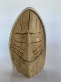 mother, daughter, grand-mother, six nations, Soapstone, sculpture, carving, inuit, serpentine, green, inukshuk, seal, faceloon, bird, handcrafted, made in canada,canadian, Canadian made, Canadian heritage,montreal, old port, local, high quality, international shipping, shipping, usa, europe, heritage gallery, heritage galerie, www.heritagegallery.ca, cape doest, iqualuit, native, igloo, eskimo, north, art stone, rock, artist, drummer, dancing, man, caribou bone, spirit, iroquois, face, cadaha'wenoda