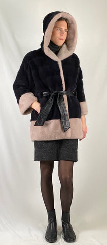 Mink Navy & Pink Hooded Jacket