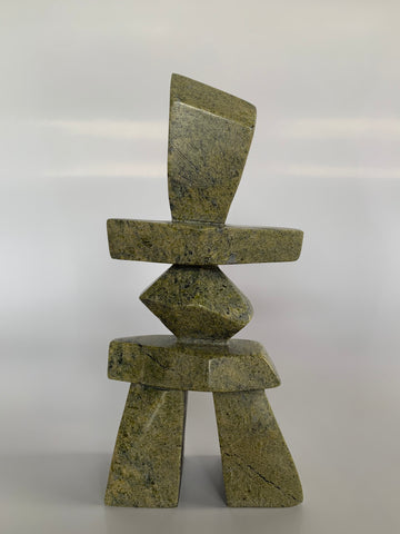 Soapstone, sculpture, carving, inuit, serpentine, green, inukshuk, seal, phoque, loon, bird, handcrafted, made in canada,canadian, Canadian made, Canadian heritage,montreal, old port, local, high quality, international shipping, shipping, usa, europe, heritage gallery, heritage galerie, www.heritagegallery.ca, cape doest, iqualuit, native, polar bear, igloo, eskimo, north, art stone, marble, rock, artist, drummer, dancing, man, caribou bone, Hunter, black, dark, Allan Oshutsiaq