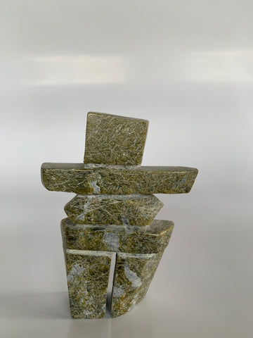 Soapstone, sculpture, carving, inuit, serpentine, green, inukshuk, seal, phoque, loon, bird, handcrafted, made in canada,canadian, Canadian made, Canadian heritage,montreal, old port, local, high quality, international shipping, shipping, usa, europe, heritage gallery, heritage galerie, www.heritagegallery.ca, cape doest, iqualuit, native, polar bear, igloo, eskimo, north, art stone, marble, rock, artist, drummer, dancing, man, caribou bone, Hunter, black, dark, Gii Etungat