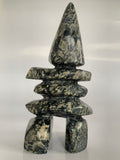 Soapstone, sculpture, carving, inuit, serpentine, green, inukshuk, seal, phoque, loon, bird, handcrafted, made in canada,canadian, Canadian made, Canadian heritage,montreal, old port, local, high quality, international shipping, shipping, usa, europe, heritage gallery, heritage galerie, www.heritagegallery.ca, cape doest, iqualuit, native, polar bear, igloo, eskimo, north, art stone, marble, rock, artist, drummer, dancing, man, caribou bone, Hunter, black, dark, Isaace Oqutaq, inukshuk, carving