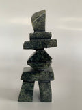 Soapstone, sculpture, carving, inuit, serpentine, green, inukshuk, seal, phoque, loon, bird, handcrafted, made in canada,canadian, Canadian made, Canadian heritage,montreal, old port, local, high quality, international shipping, shipping, usa, europe, heritage gallery, heritage galerie, www.heritagegallery.ca, cape doest, iqualuit, native, polar bear, igloo, eskimo, north, art stone, marble, rock, artist, drummer, dancing, man, caribou bone, Hunter, black, dark, Isacie Shaa, inukshuk, carving