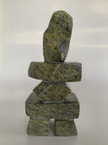 Soapstone, sculpture, carving, inuit, serpentine, green, inukshuk, seal, phoque, loon, bird, handcrafted, made in canada,canadian, Canadian made, Canadian heritage,montreal, old port, local, high quality, international shipping, shipping, usa, europe, heritage gallery, heritage galerie, www.heritagegallery.ca, cape doest, iqualuit, native, polar bear, igloo, eskimo, north, art stone, marble, rock, artist, drummer, dancing, man, caribou bone, Hunter, black, dark, Saila Pudlat, inukshuk, carving