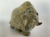 Soapstone, sculpture, carving, inuit, serpentine, green, inukshuk, seal, phoque, loon, bird, handcrafted, made in canada,canadian, Canadian made, Canadian heritage,montreal, old port, local, high quality, international shipping, shipping, usa, europe, heritage gallery, heritage galerie, www.heritagegallery.ca, cape doest, iqualuit, native, polar bear, igloo, eskimo, north, art stone, marble, rock, artist, drummer, dancing, man, caribou bone, Hunter, black, dark, muskox, Pudlalik Shaa