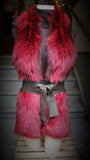 Red Dyed Silver Fox Fur Boa