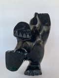 Soapstone, sculpture, carving, inuit, serpentine, green, inukshuk, seal, phoque, loon, bird, handcrafted, made in canada,canadian, Canadian made, Canadian heritage,montreal, old port, local, high quality, international shipping, shipping, usa, europe, heritage gallery, heritage galerie, www.heritagegallery.ca, cape doest, iqualuit, native, polar bear, igloo, eskimo, north, art stone, marble, rock, artist, drummer, dancing, man, caribou bone, Hunter, black, dark, Joanie Raggee, inukshuk