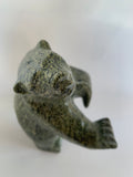 Soapstone, sculpture, carving, inuit, serpentine, green, inukshuk, seal, phoque, loon, bird, handcrafted, made in canada,canadian, Canadian made, Canadian heritage,montreal, old port, local, high quality, international shipping, shipping, usa, europe, heritage gallery, heritage galerie, www.heritagegallery.ca, cape doest, iqualuit, native, polar bear, igloo, eskimo, north, art stone, marble, rock, artist, drummer, dancing, man, caribou bone, Hunter, black, dark, Joanie Raggie, inukshuk