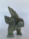 Soapstone, sculpture, carving, inuit, serpentine, green, inukshuk, seal, phoque, loon, bird, handcrafted, made in canada,canadian, Canadian made, Canadian heritage,montreal, old port, local, high quality, international shipping, shipping, usa, europe, heritage gallery, heritage galerie, www.heritagegallery.ca, cape doest, iqualuit, native, polar bear, igloo, eskimo, north, art stone, marble, rock, artist, drummer, dancing, man, caribou bone, Hunter, black, dark, Joanie Raggie, inukshuk