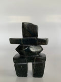 Soapstone, sculpture, carving, inuit, serpentine, green, inukshuk, seal, phoque, loon, bird, handcrafted, made in canada,canadian, Canadian made, Canadian heritage,montreal, old port, local, high quality, international shipping, shipping, usa, europe, heritage gallery, heritage galerie, www.heritagegallery.ca, cape doest, iqualuit, native, polar bear, igloo, eskimo, north, art stone, marble, rock, artist, drummer, dancing, man, caribou bone, Hunter, black, dark, Gii Etungat  