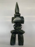 Soapstone, sculpture, carving, inuit, serpentine, green, inukshuk, seal, phoque, loon, bird, handcrafted, made in canada,canadian, Canadian made, Canadian heritage,montreal, old port, local, high quality, international shipping, shipping, usa, europe, heritage gallery, heritage galerie, www.heritagegallery.ca, cape doest, iqualuit, native, polar bear, igloo, eskimo, north, art stone, marble, rock, artist, drummer, dancing, man, caribou bone, Hunter, black, dark, Qavavau Shaa, carving