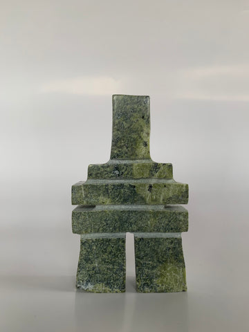 Soapstone, sculpture, carving, inuit, serpentine, green, inukshuk, seal, phoque, loon, bird, handcrafted, made in canada,canadian, Canadian made, Canadian heritage,montreal, old port, local, high quality, international shipping, shipping, usa, europe, heritage gallery, heritage galerie, www.heritagegallery.ca, cape doest, iqualuit, native, polar bear, igloo, eskimo, north, art stone, marble, rock, artist, drummer, dancing, man, caribou bone, Hunter, black, dark, Anartok Ipeelee, inukshuk, carving