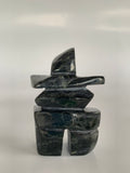 Soapstone, sculpture, carving, inuit, serpentine, green, inukshuk, seal, phoque, loon, bird, handcrafted, made in canada,canadian, Canadian made, Canadian heritage,montreal, old port, local, high quality, international shipping, shipping, usa, europe, heritage gallery, heritage galerie, www.heritagegallery.ca, cape doest, iqualuit, native, polar bear, igloo, eskimo, north, art stone, marble, rock, artist, drummer, dancing, man, caribou bone, Hunter, black, dark, Gii Etungat, inukshuk