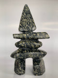 Soapstone, sculpture, carving, inuit, serpentine, green, inukshuk, seal, phoque, loon, bird, handcrafted, made in canada,canadian, Canadian made, Canadian heritage,montreal, old port, local, high quality, international shipping, shipping, usa, europe, heritage gallery, heritage galerie, www.heritagegallery.ca, cape doest, iqualuit, native, polar bear, igloo, eskimo, north, art stone, marble, rock, artist, drummer, dancing, man, caribou bone, Hunter, black, dark, Isaace Oqutaq, inukshuk, carving