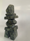 Soapstone, sculpture, carving, inuit, serpentine, green, inukshuk, seal, phoque, loon, bird, handcrafted, made in canada,canadian, Canadian made, Canadian heritage,montreal, old port, local, high quality, international shipping, shipping, usa, europe, heritage gallery, heritage galerie, www.heritagegallery.ca, cape doest, iqualuit, native, polar bear, igloo, eskimo, north, art stone, marble, rock, artist, drummer, dancing, man, caribou bone, Hunter, black, dark, Isacie Shaa, inukshuk, carving