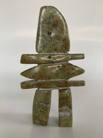 Soapstone, sculpture, carving, inuit, serpentine, green, inukshuk, seal, phoque, loon, bird, handcrafted, made in canada,canadian, Canadian made, Canadian heritage,montreal, old port, local, high quality, international shipping, shipping, usa, europe, heritage gallery, heritage galerie, www.heritagegallery.ca, cape doest, iqualuit, native, polar bear, igloo, eskimo, north, art stone, marble, rock, artist, drummer, dancing, man, caribou bone, Hunter, black, dark, Levi Saila, inukshuk, carving
