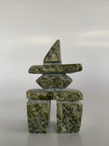 Soapstone, sculpture, carving, inuit, serpentine, green, inukshuk, seal, phoque, loon, bird, handcrafted, made in canada,canadian, Canadian made, Canadian heritage,montreal, old port, local, high quality, international shipping, shipping, usa, europe, heritage gallery, heritage galerie, www.heritagegallery.ca, cape doest, iqualuit, native, polar bear, igloo, eskimo, north, art stone, marble, rock, artist, drummer, dancing, man, caribou bone, Hunter, black, dark, Roger Oshutsiaq, inukshuk
