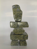 Soapstone, sculpture, carving, inuit, serpentine, green, inukshuk, seal, phoque, loon, bird, handcrafted, made in canada,canadian, Canadian made, Canadian heritage,montreal, old port, local, high quality, international shipping, shipping, usa, europe, heritage gallery, heritage galerie, www.heritagegallery.ca, cape doest, iqualuit, native, polar bear, igloo, eskimo, north, art stone, marble, rock, artist, drummer, dancing, man, caribou bone, Hunter, black, dark, Saila Pudlat, inukshuk, carving