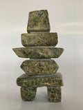 Soapstone, sculpture, carving, inuit, serpentine, green, inukshuk, seal, phoque, loon, bird, handcrafted, made in canada,canadian, Canadian made, Canadian heritage,montreal, old port, local, high quality, international shipping, shipping, usa, europe, heritage gallery, heritage galerie, www.heritagegallery.ca, cape doest, iqualuit, native, polar bear, igloo, eskimo, north, art stone, marble, rock, artist, drummer, dancing, man, caribou bone, Hunter, black, dark, Taukie Papnagok, inukshuk