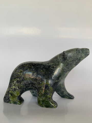 Soapstone, sculpture, carving, inuit, serpentine, green, inukshuk, seal, phoque, loon, bird, handcrafted, made in canada,canadian, Canadian made, Canadian heritage,montreal, old port, local, high quality, international shipping, shipping, usa, europe, heritage gallery, heritage galerie, www.heritagegallery.ca, cape doest, iqualuit, native, polar bear, igloo, eskimo, north, art stone, marble, rock, artist, drummer, dancing, man, caribou bone, Hunter, black, dark, Noah Kelly, inukshuk, carving