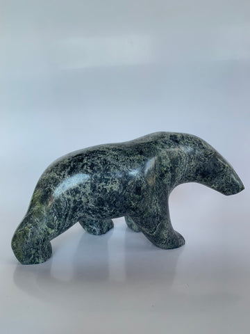 Soapstone, sculpture, carving, inuit, serpentine, green, inukshuk, seal, phoque, loon, bird, handcrafted, made in canada,canadian, Canadian made, Canadian heritage,montreal, old port, local, high quality, international shipping, shipping, usa, europe, heritage gallery, heritage galerie, www.heritagegallery.ca, cape doest, iqualuit, native, polar bear, igloo, eskimo, north, art stone, marble, rock, artist, drummer, dancing, man, caribou bone, Hunter, black, dark, Tony Oqutaq, inukshuk, carving