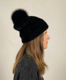 Mink Knit Hat Pompom